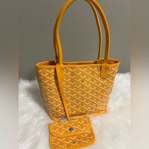 ‼️SOLD‼️ AUTHENTIC Goyard Goyardine Yellow Anjou Mini Palladium 
No Inclusions